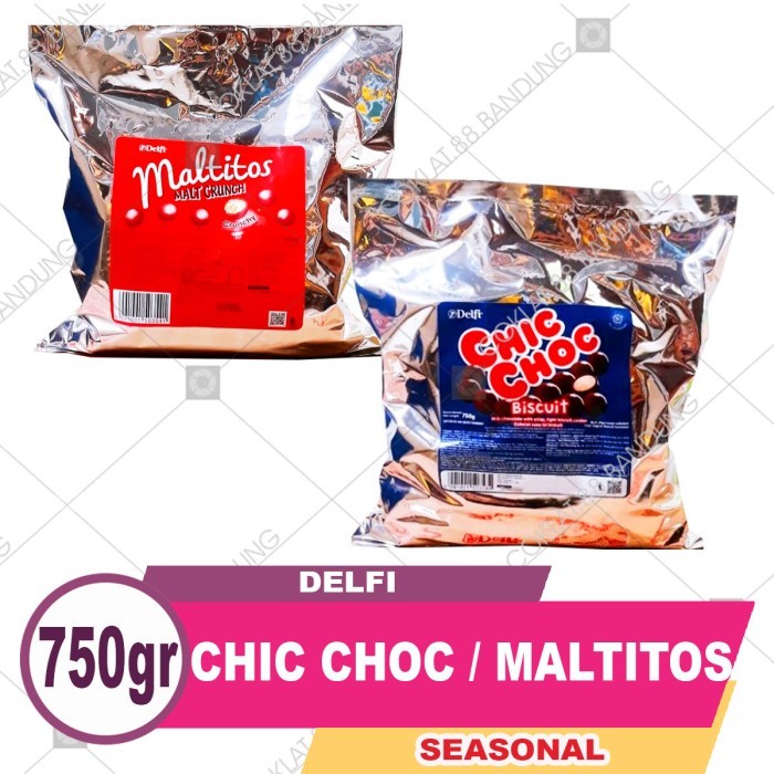 

Ready DELFI CHIC CHOC 750gr, COKLAT DELFI MALTITOS 500 GRAM BULK SEASONAL