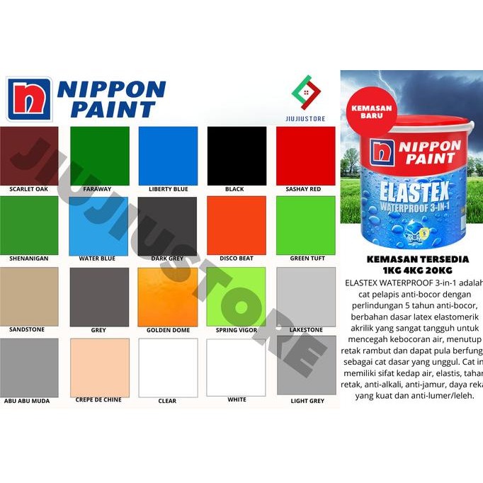 Nippon Paint Elastex 20Kg Elastex Waterproof 3 N 1 20Kg Cat Anti Bocor