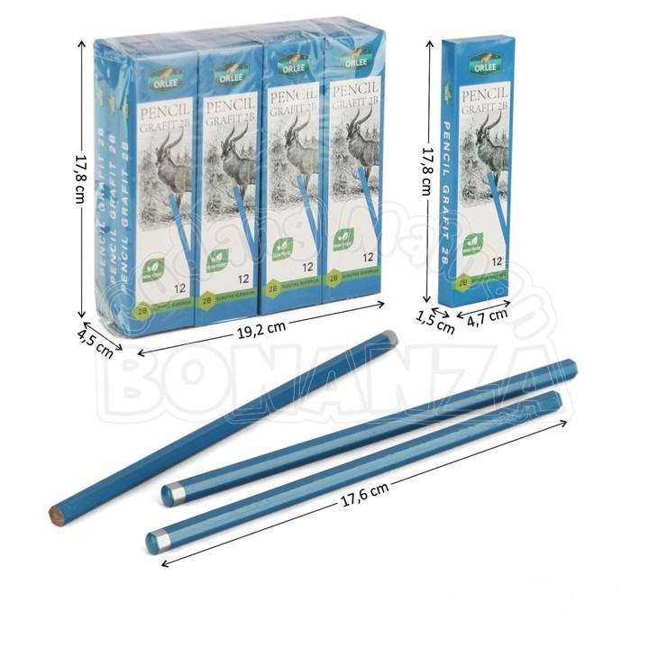

[Bonanza] Pensil 2B Biru 12 Box Orlee Pencil Grafit 2B Pack Plastik
