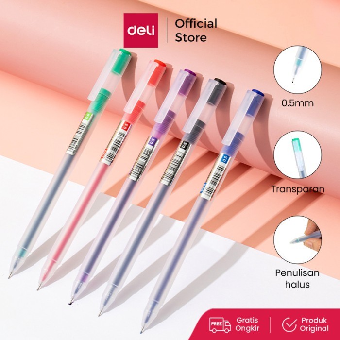 

TERMURAH DELI GEL PEN / PULPEN GEL 0.5MM KAPASITAS TINTA 800 METER EG67 1 PCS KODE 647