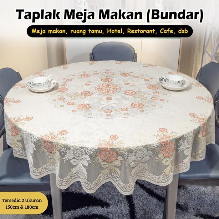 Taplak Meja Bundar Anti Air Bahan Pvc Tebal /Taplak Meja Makan Bulat Besar Taplak Meja Ruang Tamu