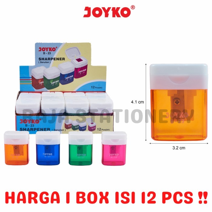 

PROMO SPECIAL JOYKO SHARPENER SERUTAN RAUTAN PENCIL PERUNCING B-23 1 BOX 12 PCS KODE 259