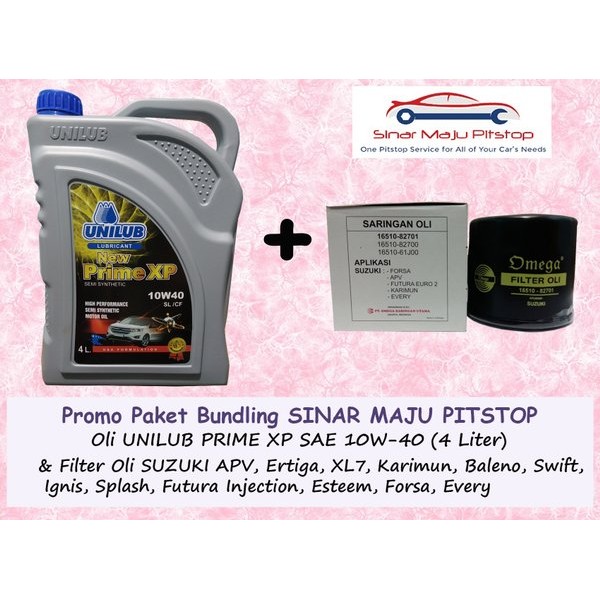 Paket Bundling Oli UNILUB PRIME XP 10W-40 & Filter Mobil SUZUKI APV - SUZUKI ERTIGA - SUZUKI KARIMUN
