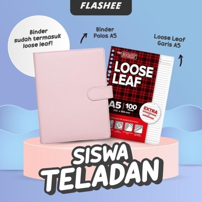 

Promo Flashee Paket Binder A5 Set Sudah Termasuk Loose Leaf Isi 100 Lembar Paket Siswa Teladan