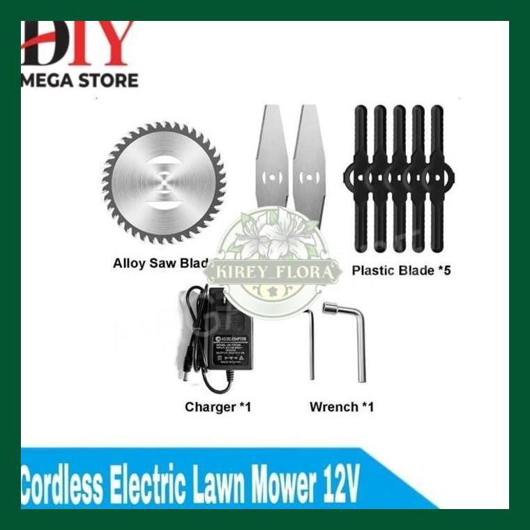 Mesin Potong Rumput Cordless Baterai 12Volt Brush Grass Cutter Trimmer