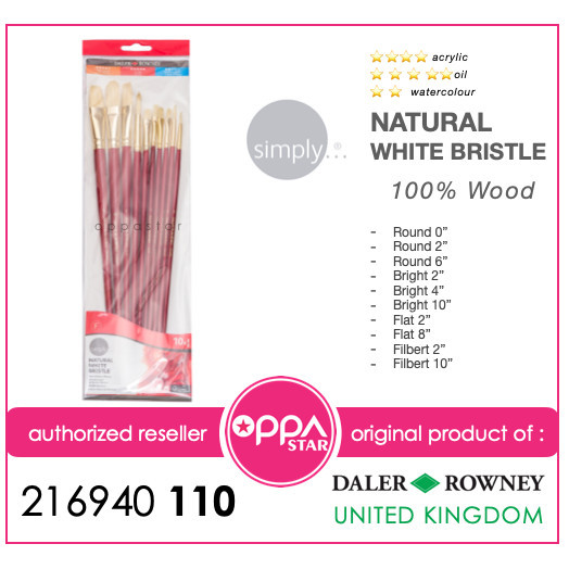 

Kuas Lukis Brush Set Daler Rowney Natural White Bristle 940110