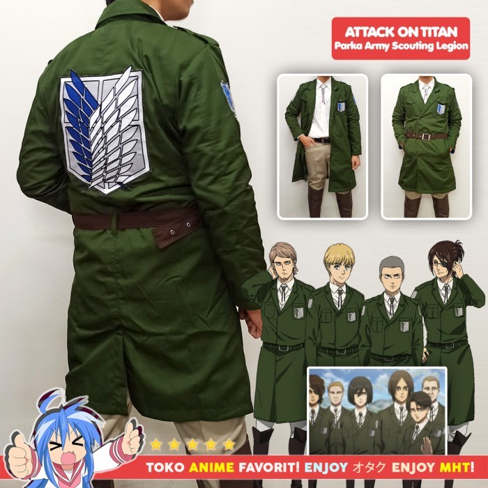 Jaket Parka Military Scouting Shingeki No Kyojin Attack On Titan Aot