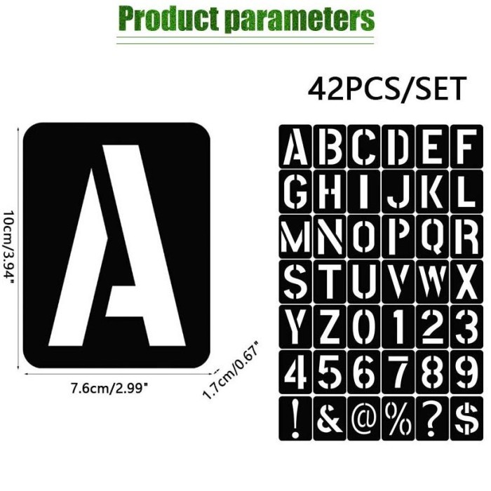 

TERBARU Cetakan Huruf Angka Stensil T-Shirt Plastik Molding Mold Pylox Cat Semprot Tahan Air