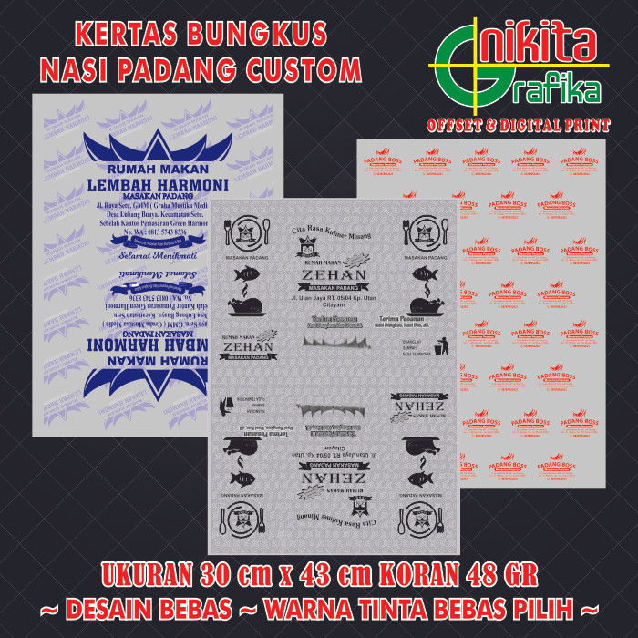 Kertas Bungkus Nasi Padang Custom 1 Warna