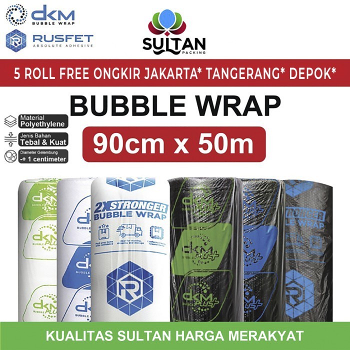 

Plastik Bubble Wrap Packing 90Cmx50M Bubblewrap Dkm Rusfet Tebal Roll