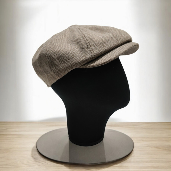 NEWSBOY CAP HERRINGBONE KREM The ORIGINAL Thejam. #localpride