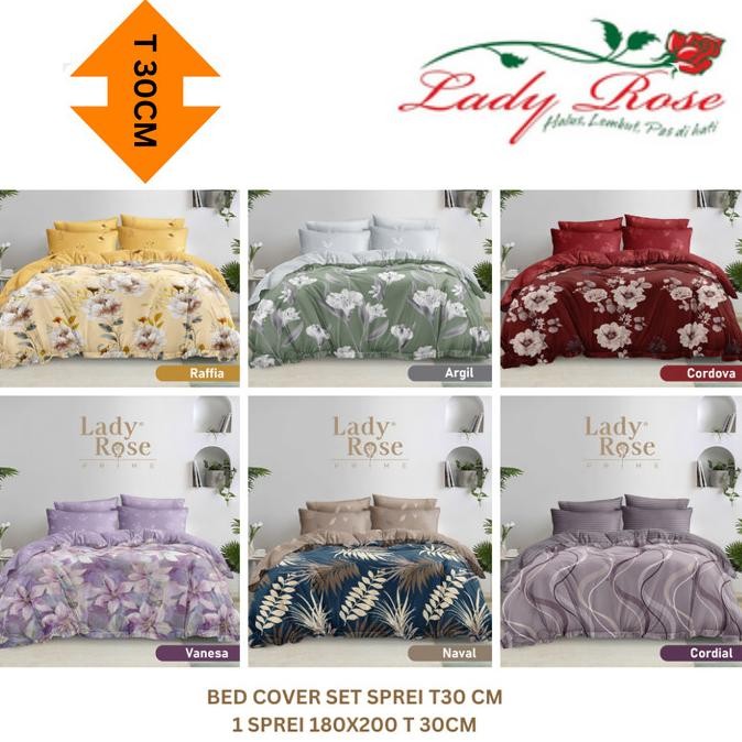Grosir Lady Rose Sprei Bedcover Set 180X200 King No 1 | 160X200 Queen No 2 Tinggi 30 Bahan Lembut Ha
