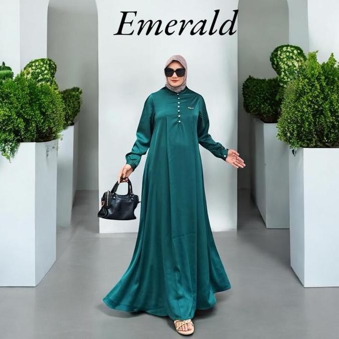 Bamboo Silk Jasmen Dress Gamis Wanita Elegan Gaun Simple Kondangan Muslim Terlaris