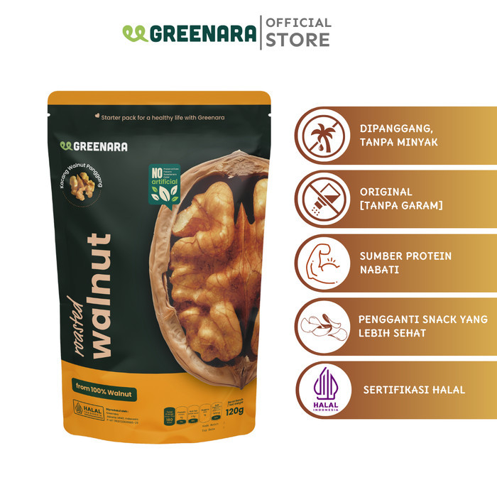 

BARANG TERLARIS Greenara Roasted Nuts Series / Kacang Walnut / Pistachio / Cashew / Almond Panggang