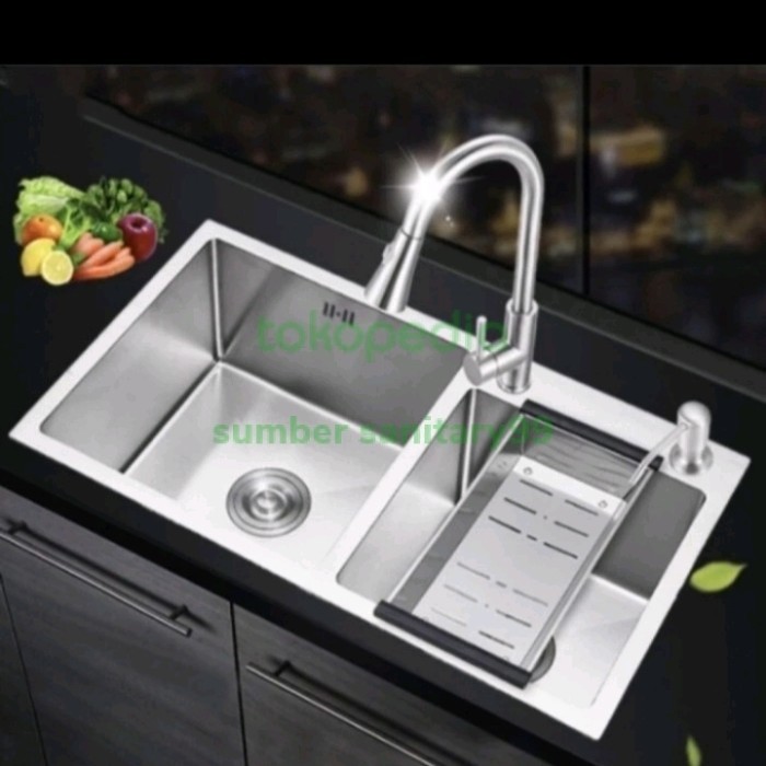 Kitchen Sink/Bak Cuci Piring Stainless 2 Lubang 8245/Wastafel
