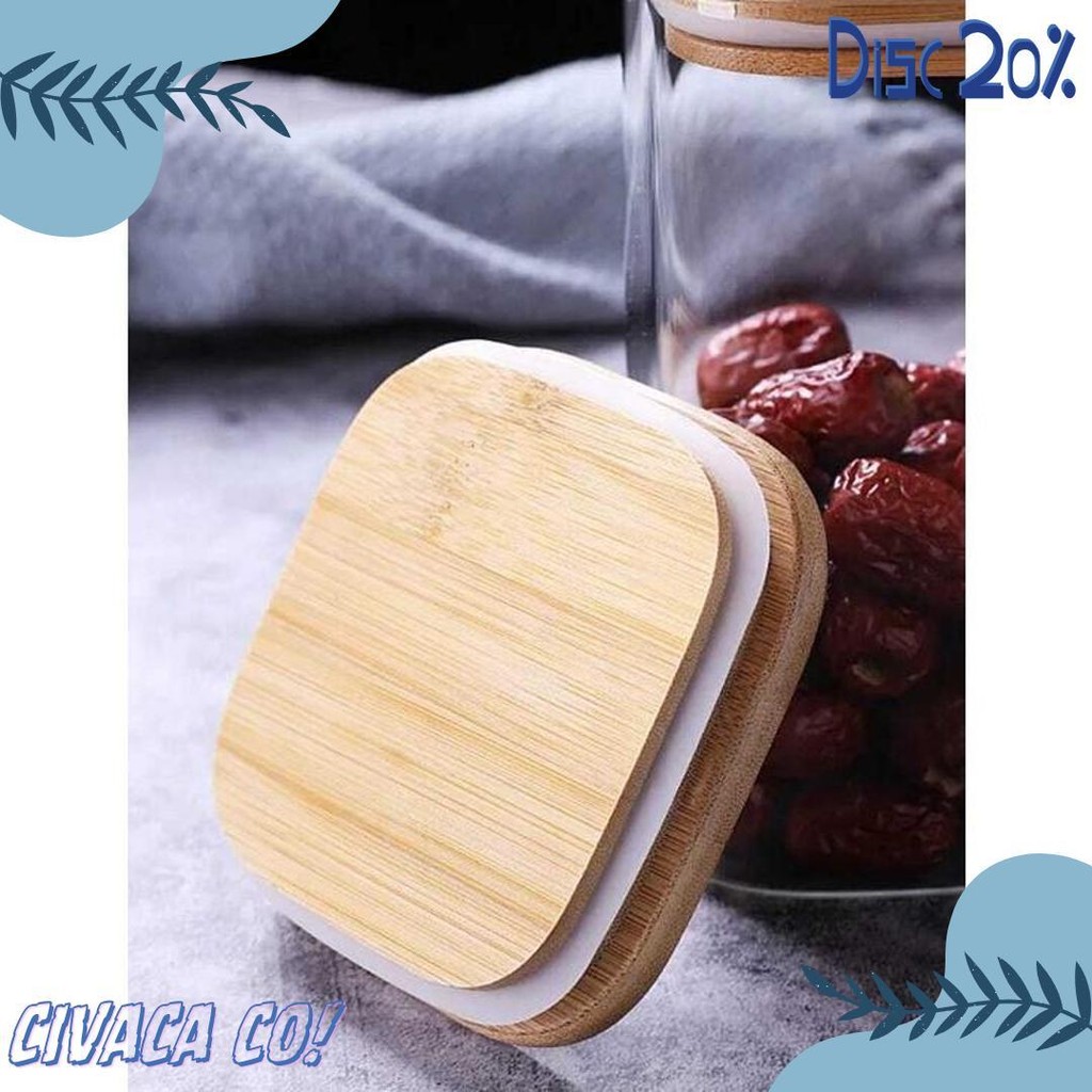 Toples Ukuran Besar Toples Kaca Tutup Kayu Kedap Udara Mr1 Diskon