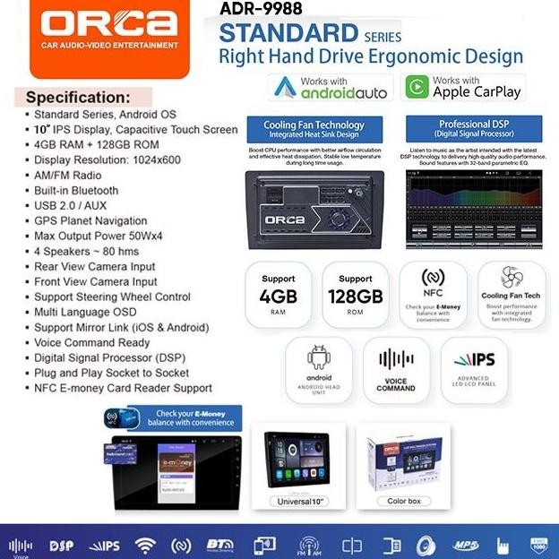Grosir Head Unit Android Orca Nfc Standard Series Adr-9988