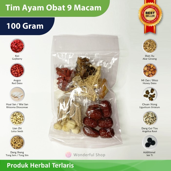 HEMAT Tim Ayam Obat Tradisional China 9 Macam Stamina & Kesehatan /Ciakpo