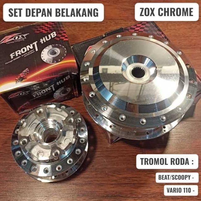 TROMOL CHROME SET DEPAN DAN BELAKANG BEAT FI/BEAT KARBU/SCOOPY FI/BEAT STREET/VARIO 110 - ZOX