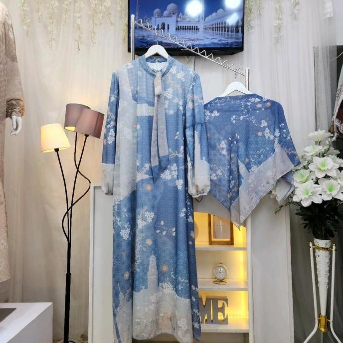 Terlaris Pastelo Delfina Series Set Jilbab By Juragan Gamis Ceruty Printing Motif Floral Bunga Ready