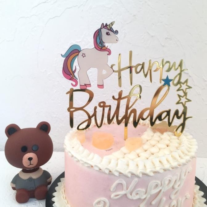 /////] Topper Happy Birthday Premium Kids Unicorn Topper Happy Birthday