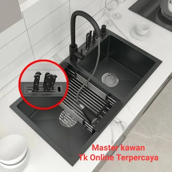 Paket Kitchen Sink Stainless ICHSAN 8245 HITAM /Sink ICHSAN 8245 BLACK