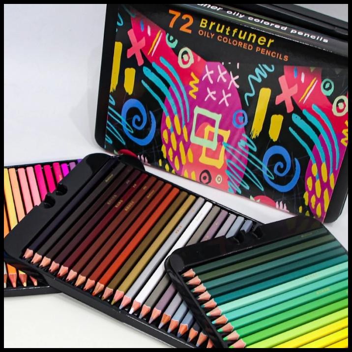 

Brutfuner 72 colors Professional Oil Color Square Pencils Set TinBox