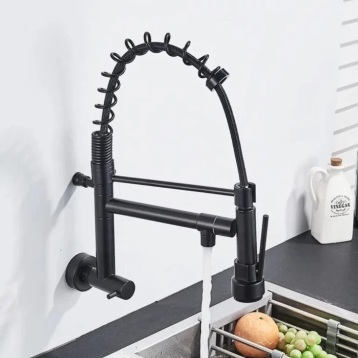Kran Pantry Tarik Hitam / Kran Tarik Dinding Hitam / Kran Sink Tarik Stainless Black