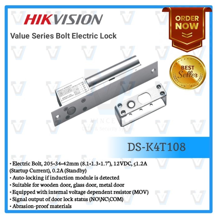 TERBARU DS-K4T108 Hikvision Value Series Bolt Electric Lock BISA GOSEND!