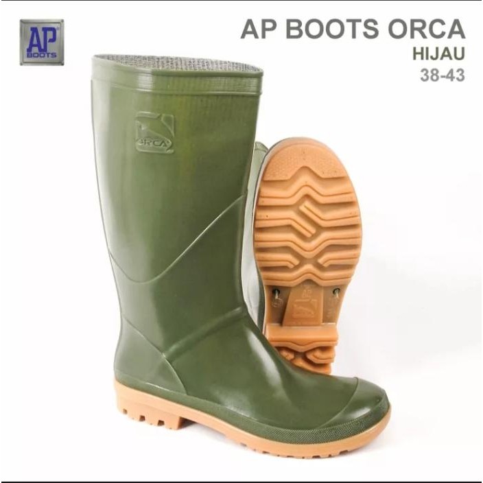 Sepatu boot Tinggi AP Boots AP ORCA Hijau sepatu perikanan perkebunan kokoh dewasa