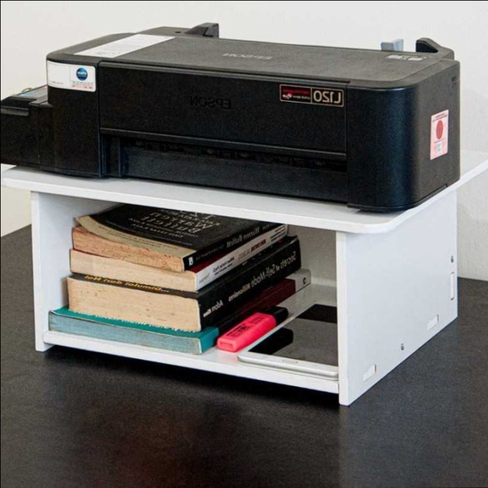 Meja Printer Rak Buku Dudukan Scanner Minimalis 2 Susun Kantor Belajar