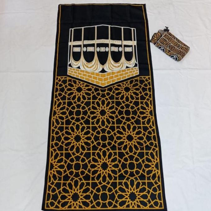 sajadah traveling pouch kiswah terlaris motif khusus kiswah 148000 sudah isi 10 pcs Haji Hitam Tipis
