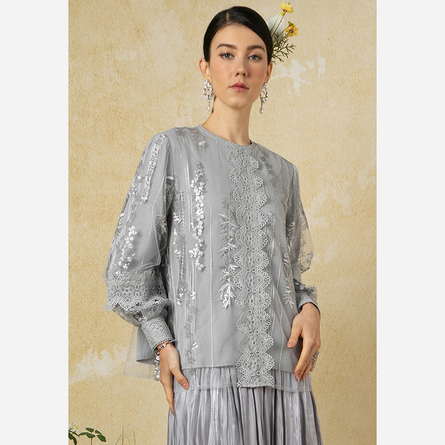 Zalia Batari Lace Sequin Top Wanita