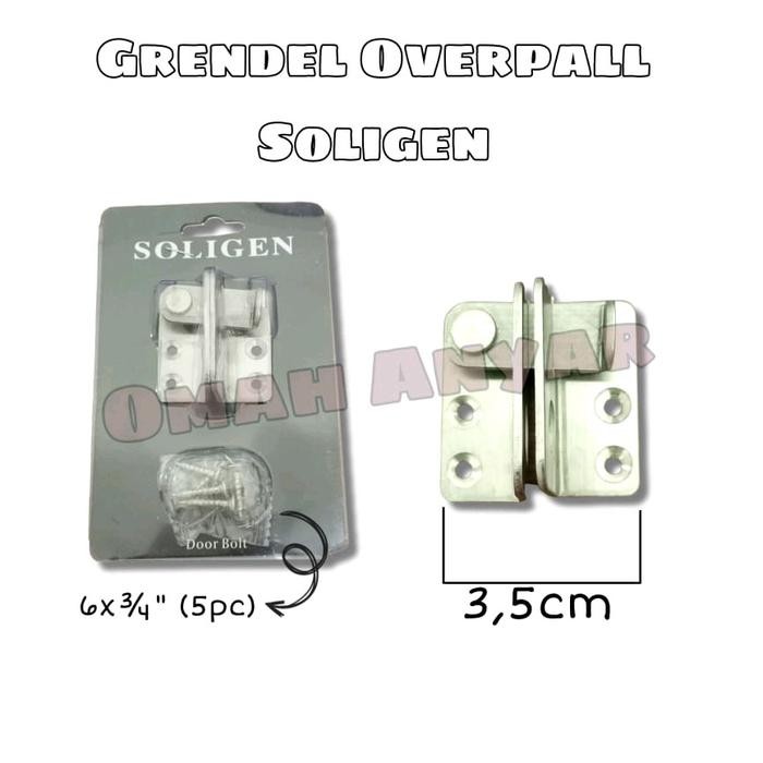 $+$+$+$+] Grendel Overpal Gembok Pintu Pagar Sliding Swing Stainless Soligen
