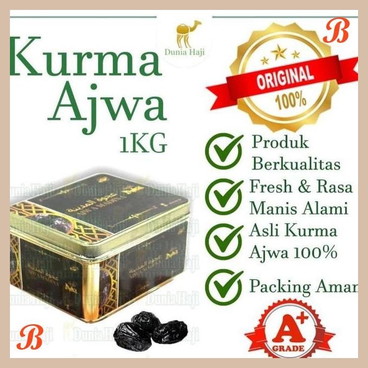 

| DH | KURMA AJWA ALIYAH AL FATIH 1KG KURMA NABI ASLI MADINAH KEMASAN KALENG