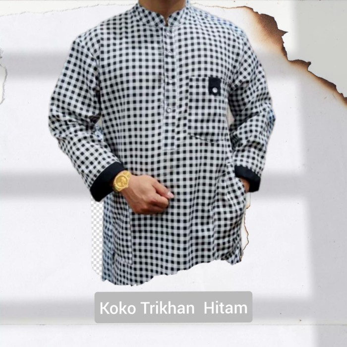 KEMEJA KOKO PRIA LENGAN PANJANG KOTAK KOTAK