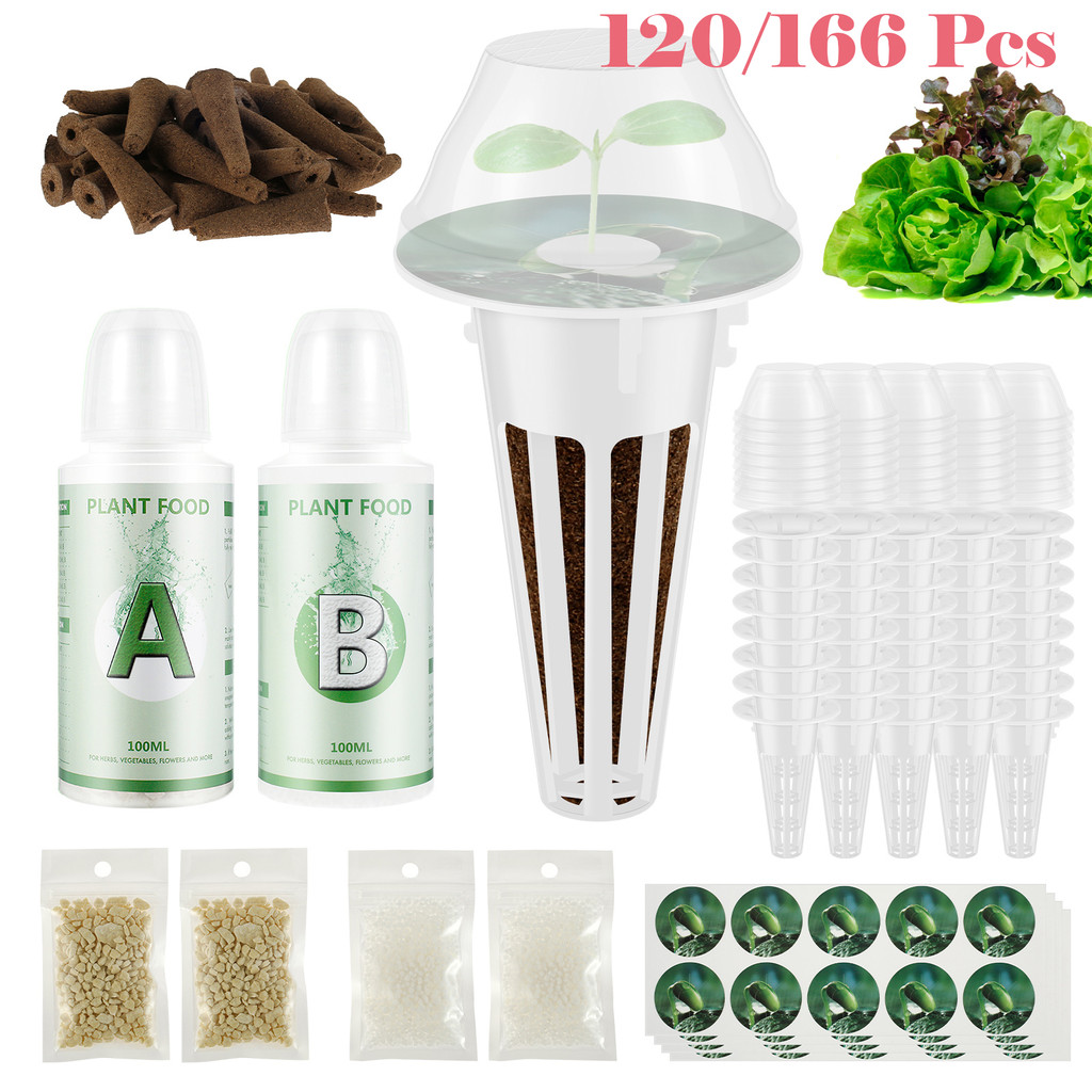 New 166/120Pcs Seed Pod Kit Reusable Hydroponic Pods Kit Indoor Hydroponic Growing System Clear Plan