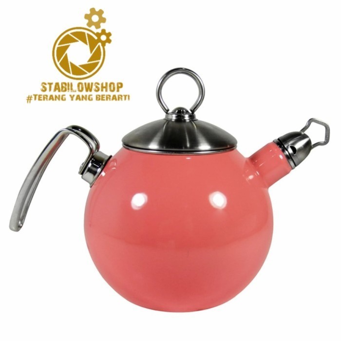 krischef teko ketel air bunyi / whistle kettle enamel - pink guava