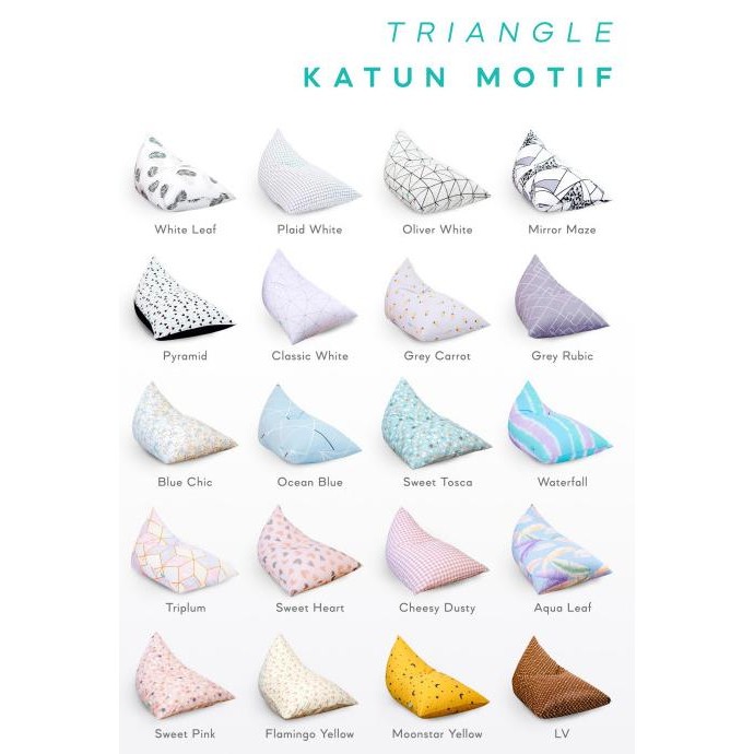 Grosir Bean Bag Casha Sofa Santai/Cafe Lesehan Triangle Katun Motif