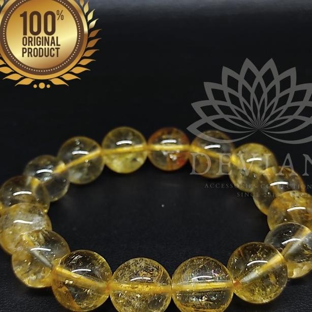 Gelang Batu Citrine Aaa 12Mm Dan Natural