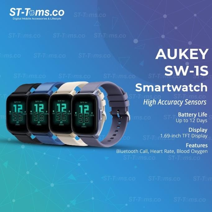 Aukey SW-1S SW1S SW1 S Smartwatch Bluetooth Calls Health Monitor IP68