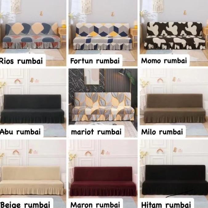 Murah Cover Sofa Bed Sarung Sofa Bed Polos Rumbai