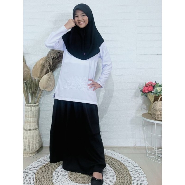 BAJU MUSLIM PUTIH ANAK PEREMPUAN PUTIH HITAM BAJU SERAGAM MANASIK HAJI