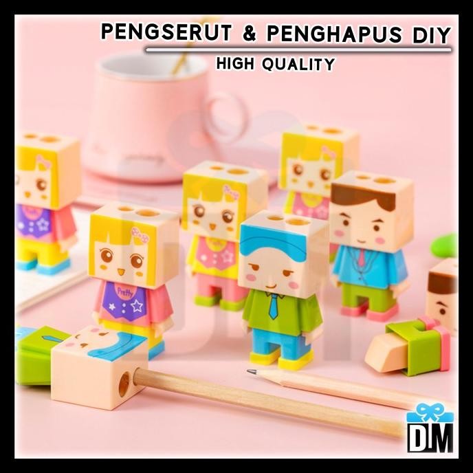 

:=:=:=:=] Pengserut Penghapus Rautan Pensil Model DIY Pensil Shapper Alat Tulis