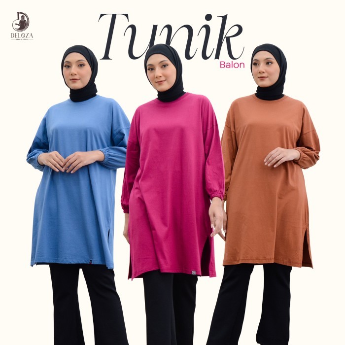 TUNIK OVERSIZE POLOS TANGAN BALON JUMBO