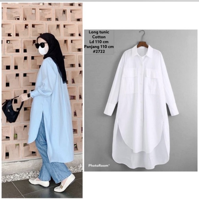 FASHION.ID90 TUNIK PUTIH POLOS OVERSIZE / TUNIK PUTIH HARI RAYA