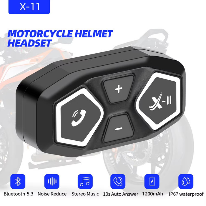 BEST HEADSET HELM BLUETOOTH CALL MUSIC IPX6 1200MAH - X 11