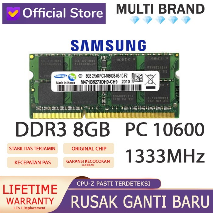 Ram Laptop Samsung Ddr3 8Gb 10600/1333Mhz Ori Ram Nb Ddr3 8Gb 1333Mhz