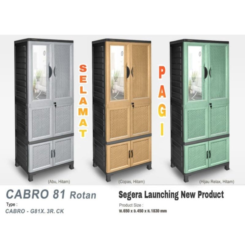 Lemari Napolly Plastik Motif  Rotan Cabro G81X 3R