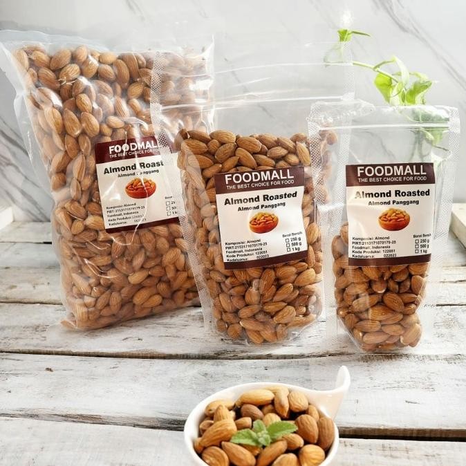 

kacang almond roasted 500gr Berkualitas